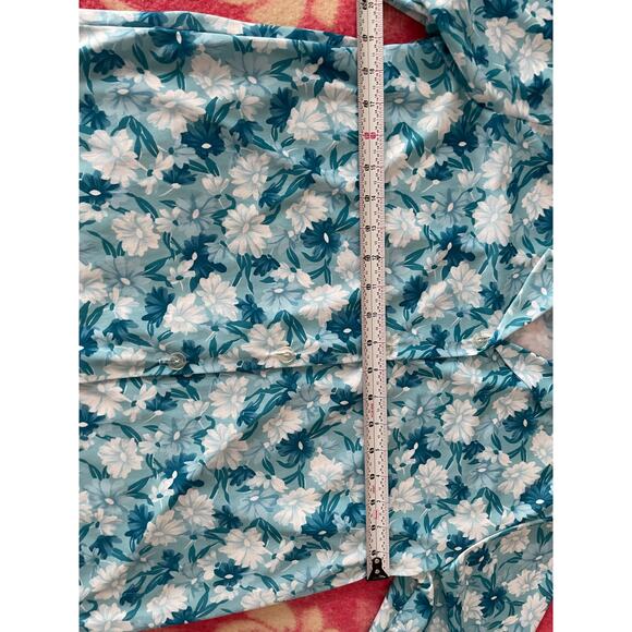 BLAIR blue & white floral vintage long sleeve blouse sz 14 - Picture 6 of 7